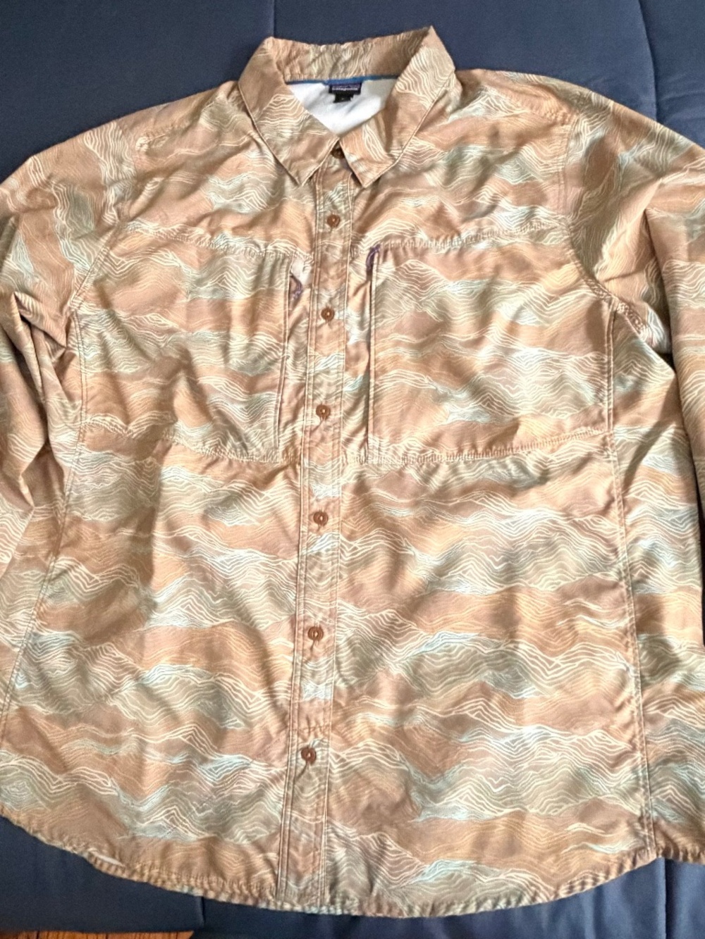 Patagonia Women’s Sun Stretch Shirt L/S Fishing Hiking Atoll Blue XL 99.00 New